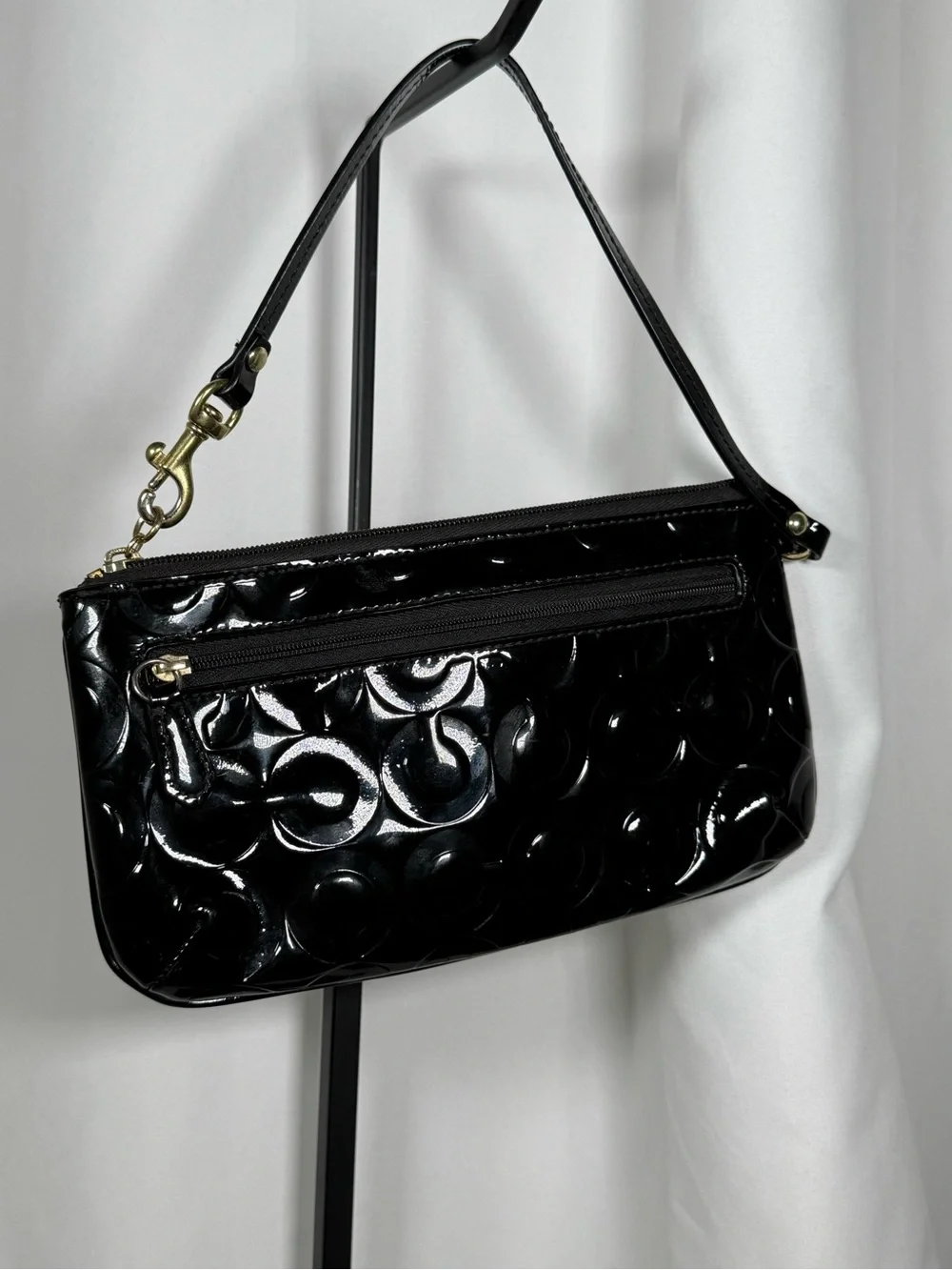 Coach Black Patent Leather Wristlet Crossbody